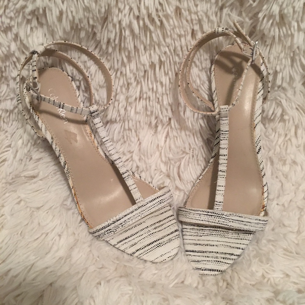 Calvin Klein White And Black Heels